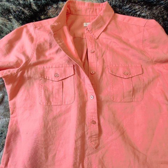 Talbot's Outlet Coral Collared Button Top Size Small - Picture 4 of 9
